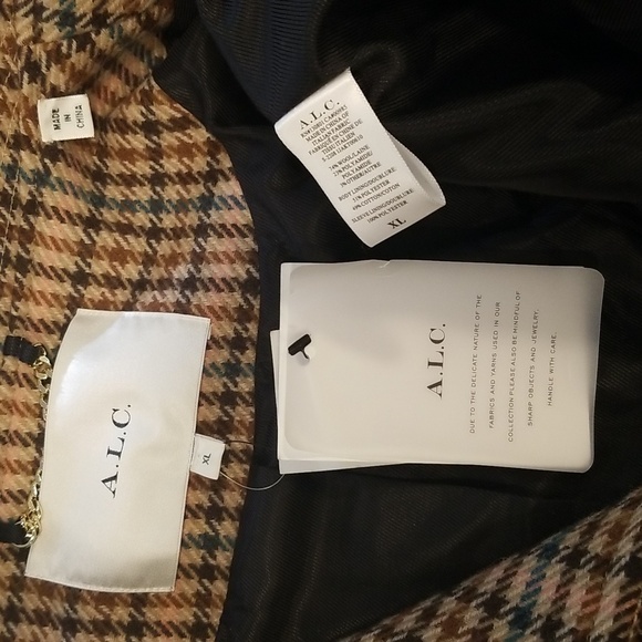 💕ALC💕 Lincoln Oversized Plaid Check Wool-Blend Coat ~ XL NWT - Picture 16 of 16